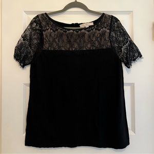 LOFT lace yoke short sleeve sweater